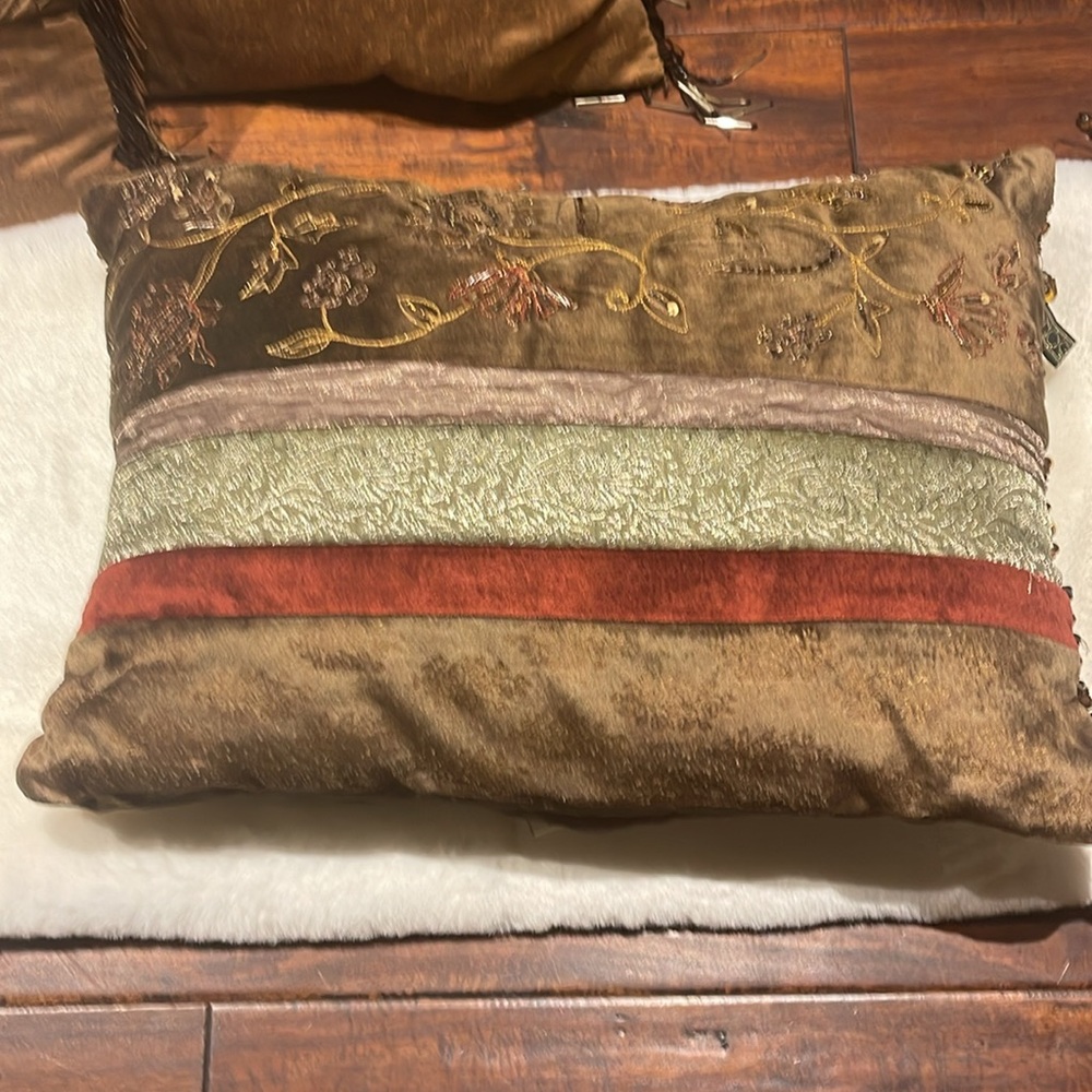 - Borgata silk & beaded pillow 18” x 13”